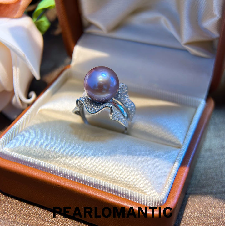 [Designer's Choice] Freshwater Purple Pearl Lavender Glow S925 Silver Adjustable Ring