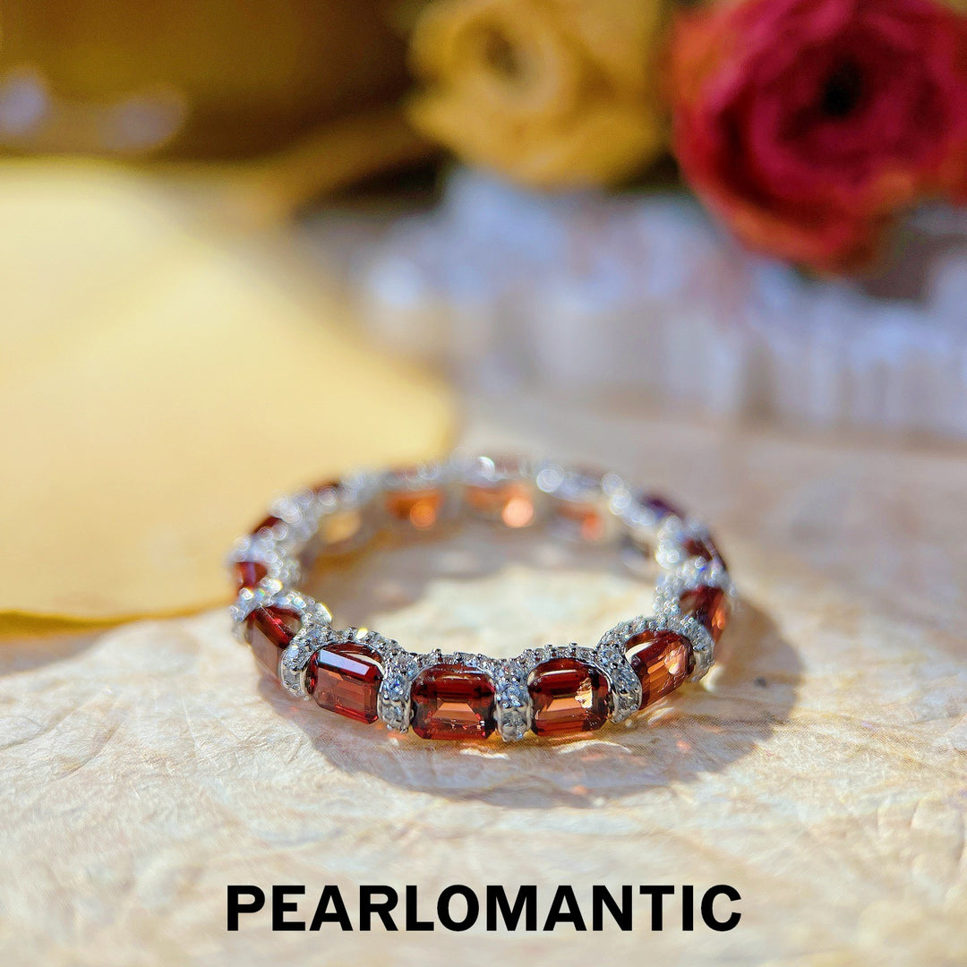 [Designer's Choice] Crimson Link' S925 Ring – Baguette Garnet Eternity Band Ring