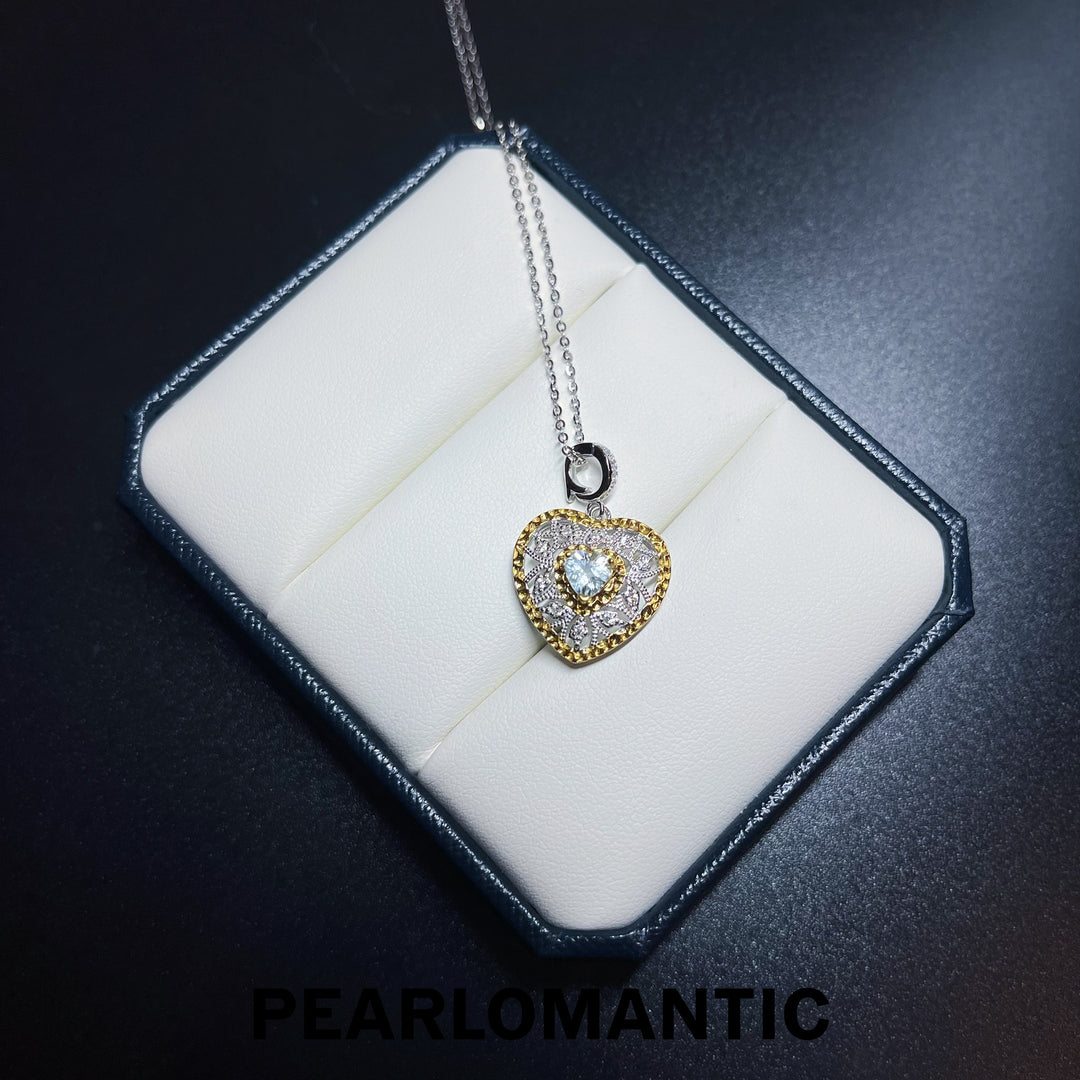 [Designer's Choice] Natural Aquamarine 0.3ct Heart Shate Cut All-purpose Pendant