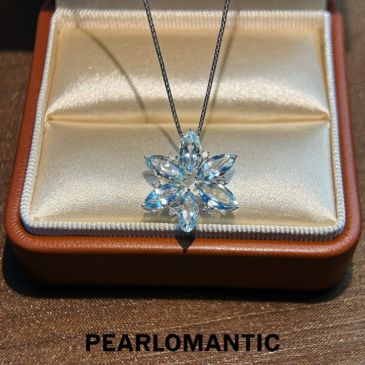 [Fine Jewelry] Frozen Bloom – Natural Aquamarine & Diamond Floral Pendants