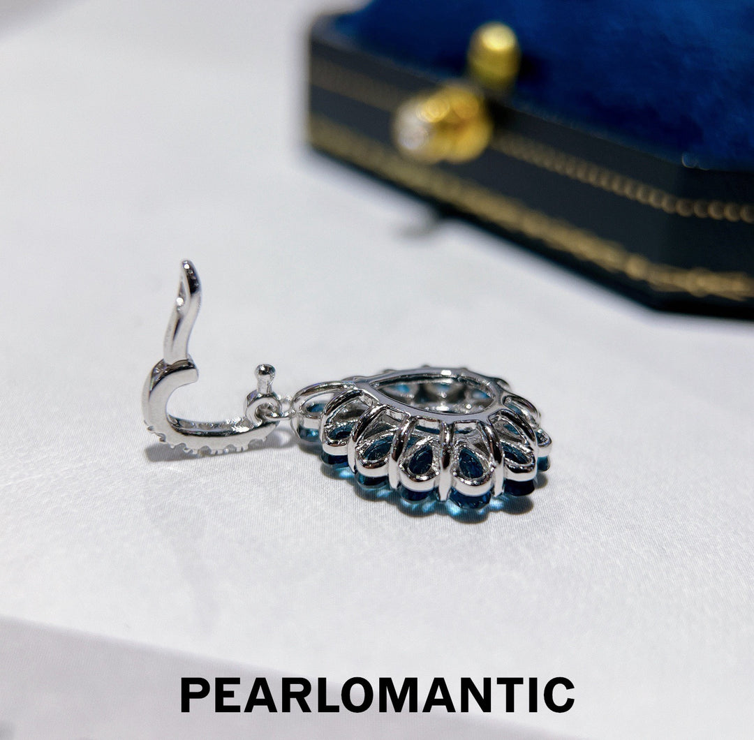 [Designer’s Choice] London Blue Halo Natural London Blue Topaz Convertible Pendant Clasp