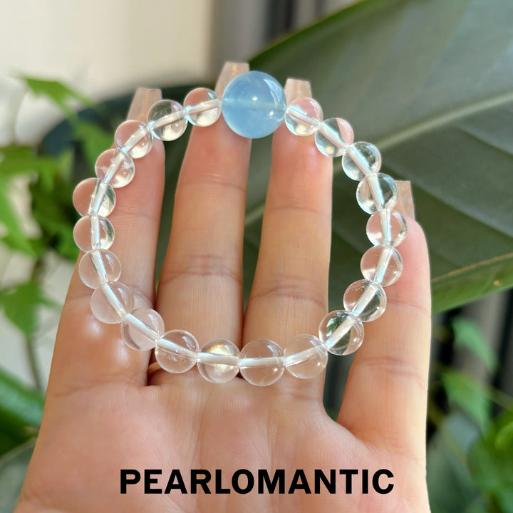 [Designer’s Choice] Aqua Balance 14mm Aquamarine &amp; 8mm Clear Quartz Bracelet