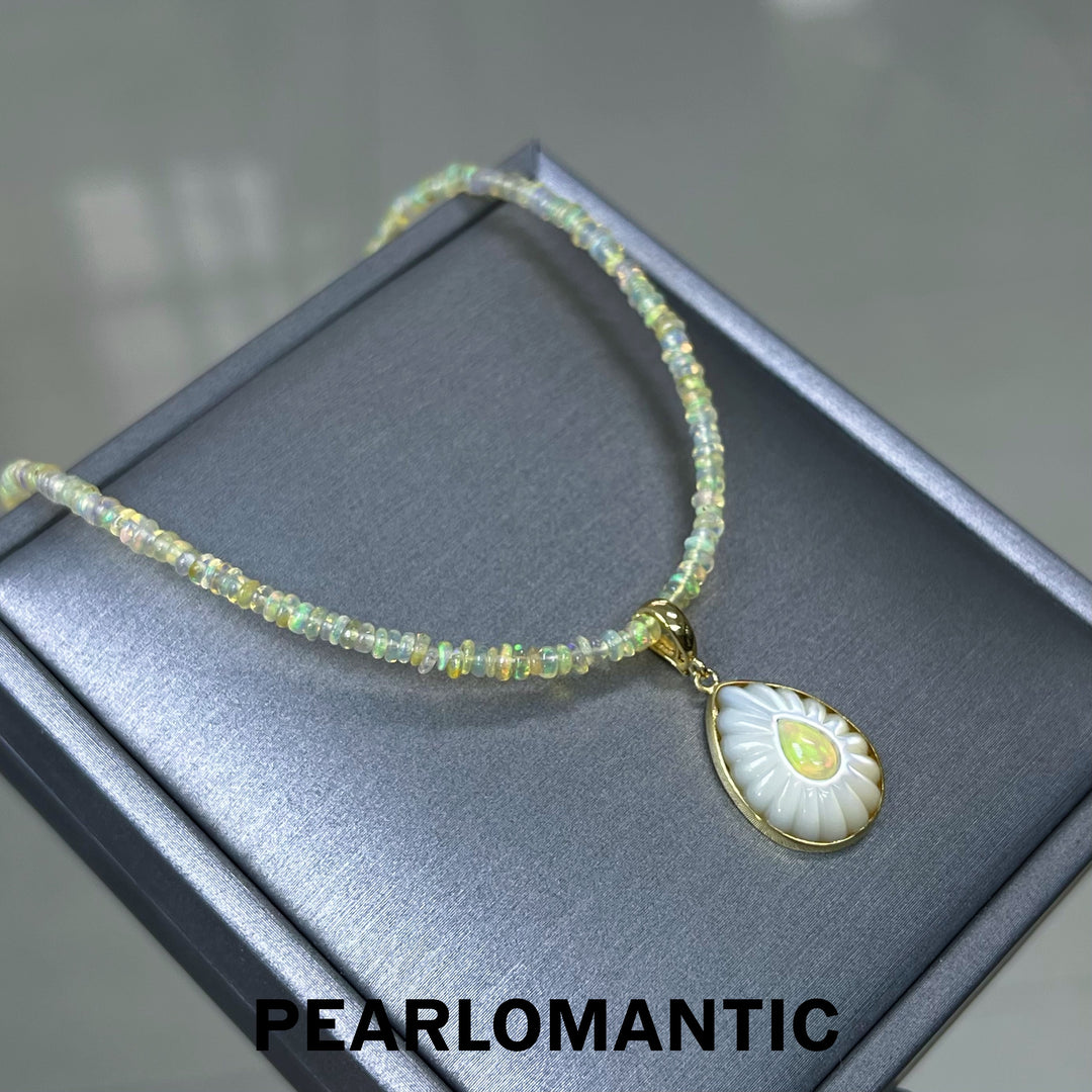 [Fine Jewelry] Natural Opal Necklace w/ 18k Gold Adjustable