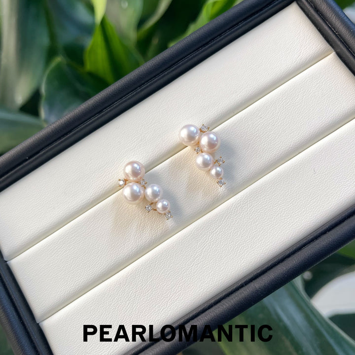 [Fine Jewelry] Freshwater Pearl 4-8mm Top Level Earring w/ 10k Gold Italy Made