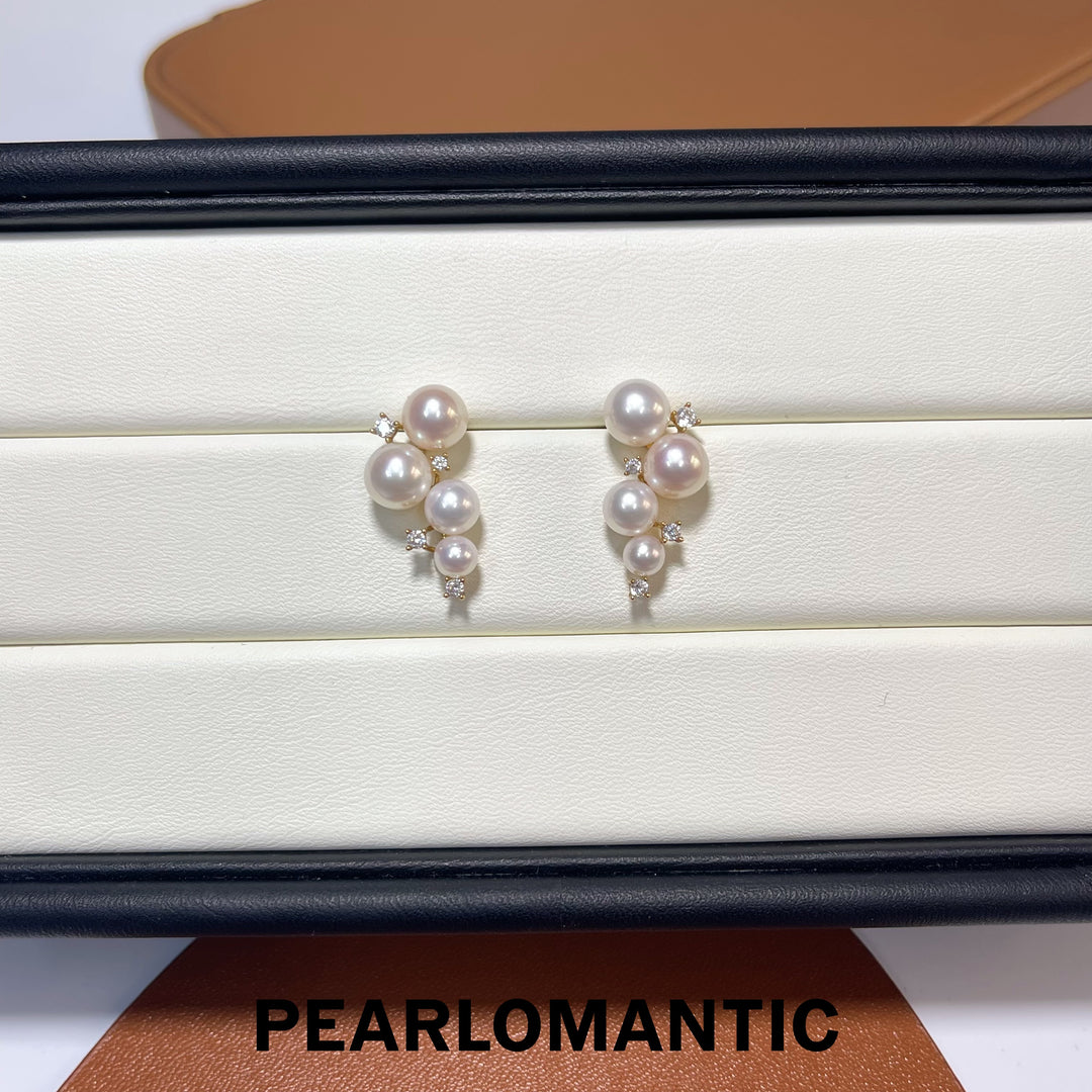 [Fine Jewelry] Freshwater Pearl 4-8mm Top Level Earring w/ 10k Gold Italy Made