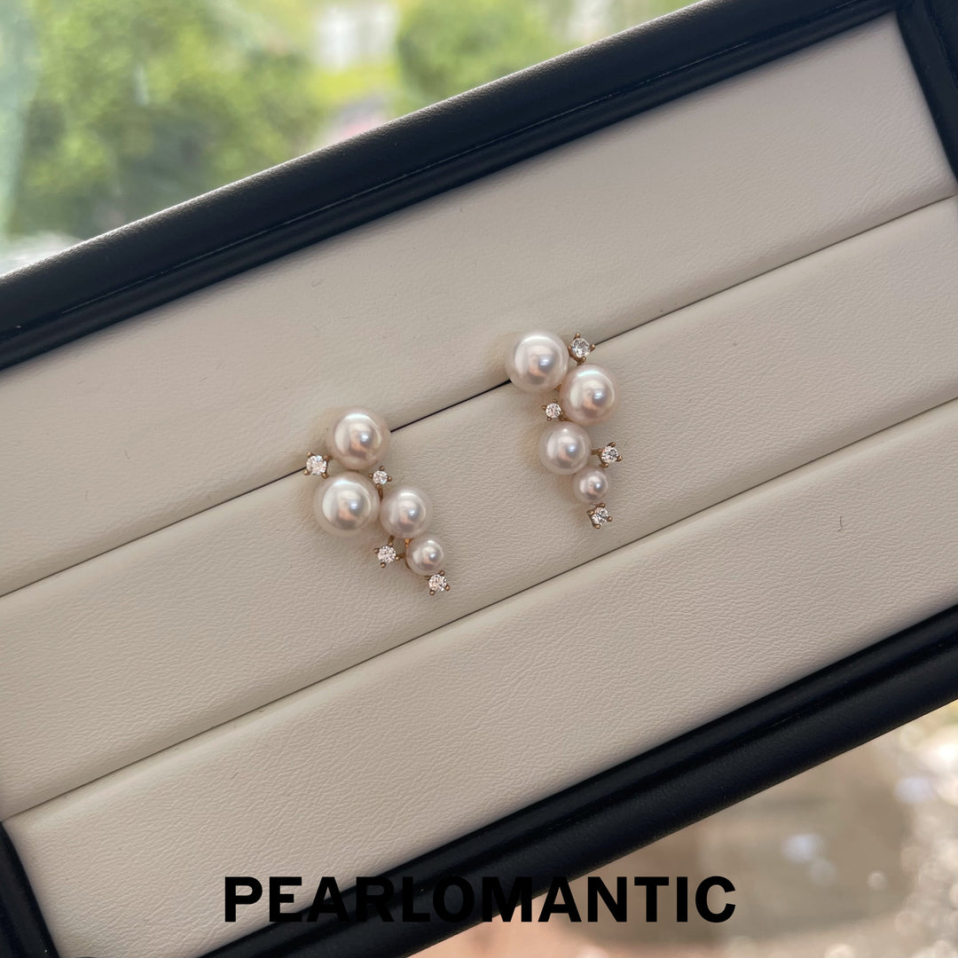 [Fine Jewelry] Freshwater Pearl 4-8mm Top Level Earring w/ 10k Gold Italy Made