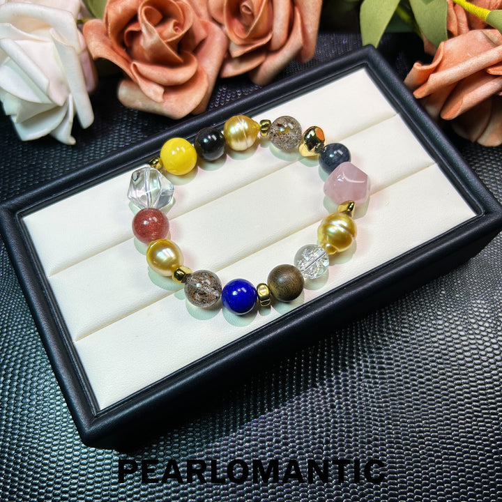 [Elección del diseñador] Viaje dorado: pulsera de perlas barrocas premium y varias gemas con herencia
