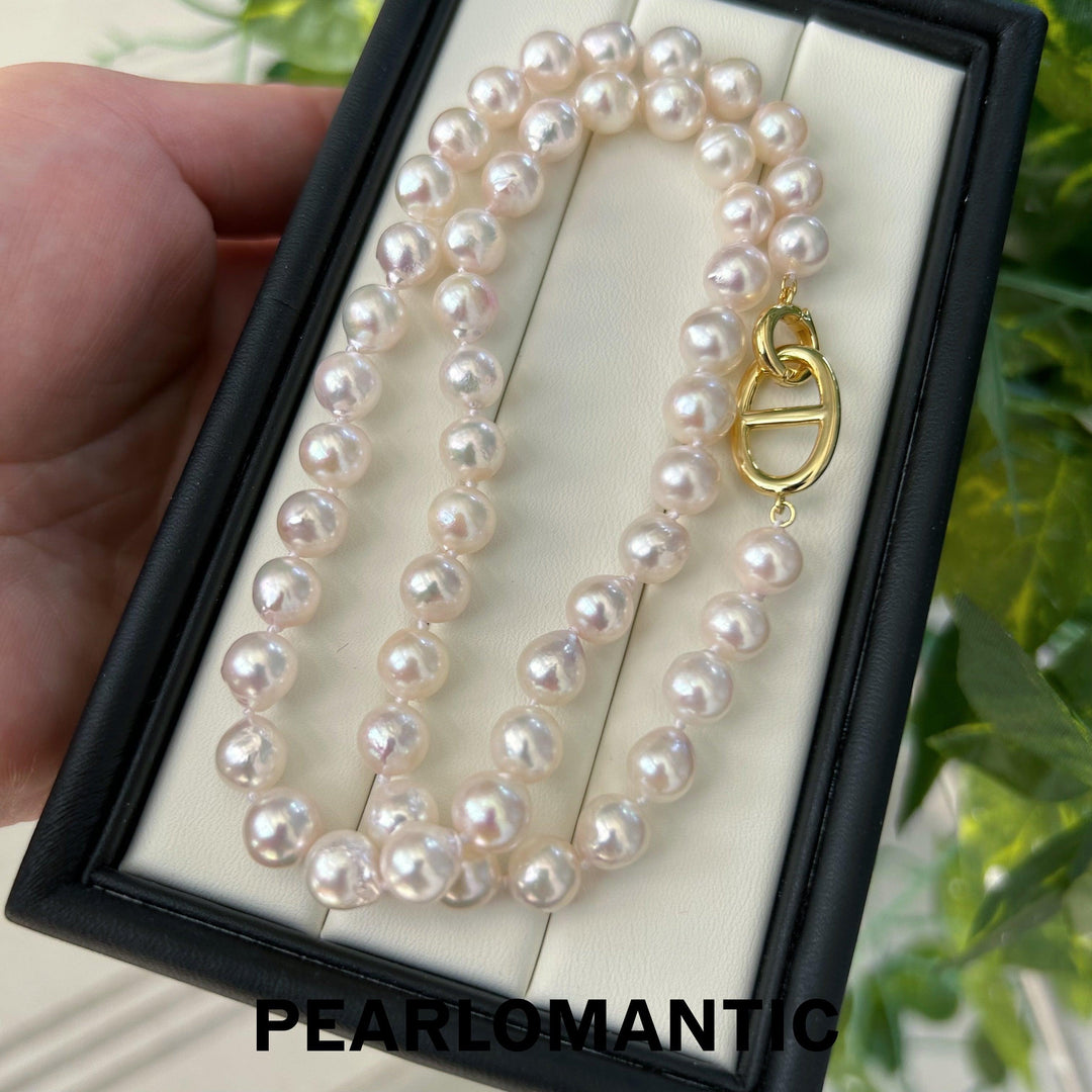 [Fine Jewelry] Akoya 7-8mm Pearl Pinky Tone Top Level Baroque Necklace w/ S925
