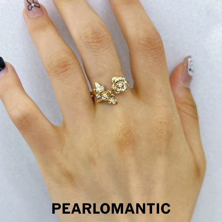 [Fine Jewelry] 18k Gold Camellia Design Diamond Rings All sizes available