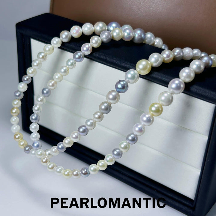 [Fine Jewelry] Akoya 4-8mm Pearl Natural Multi-color Sweater Chain Necklace w/ S925 Silver