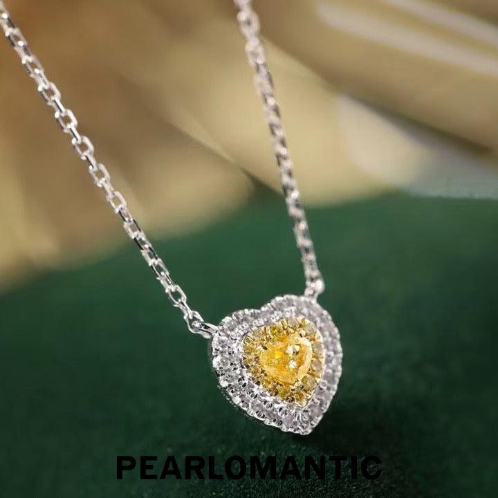 [Fine Jewelry] Yellow Diamond + Diamond Pendant w/ 18k White Gold