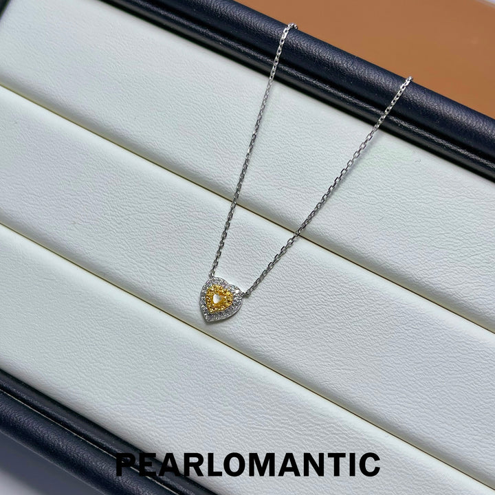 [Fine Jewelry] Yellow Diamond + Diamond Pendant w/ 18k White Gold