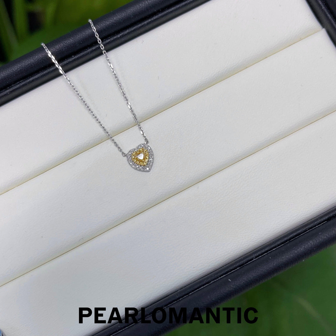 [Fine Jewelry] Yellow Diamond + Diamond Pendant w/ 18k White Gold