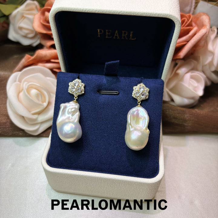 [Designer’s Choice] Baroque Bloom Freshwater Pearl S925 Gold-Plated Floral Drop Earrings