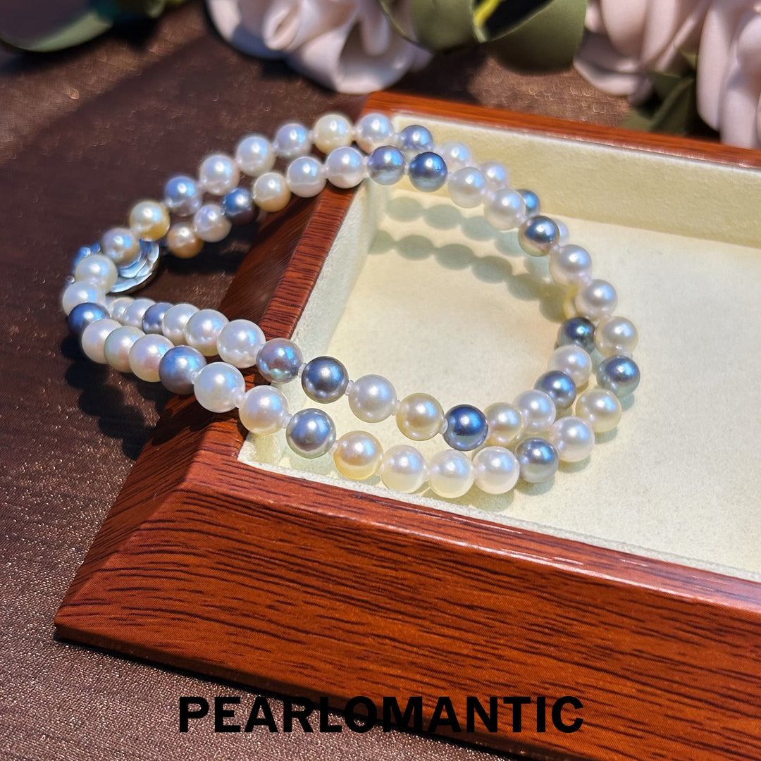 [Fine Jewelry] Akoya Pearl 6-7mm Multi-color Classic Necklaces w/ S925 Silver