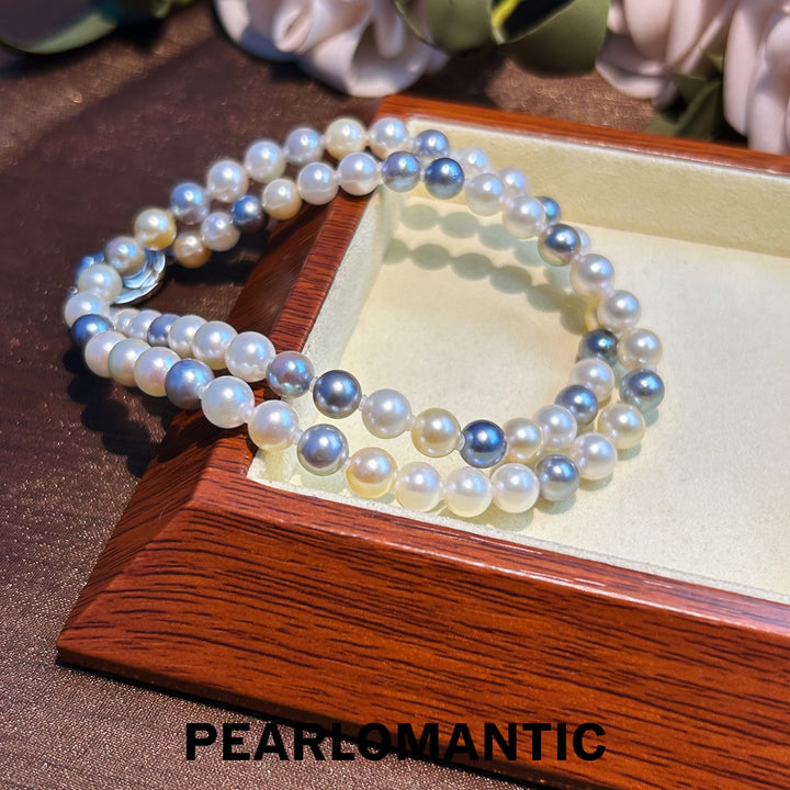 [Fine Jewelry] Akoya Pearl 6-7mm Multi-color Classic Necklaces w/ S925 Silver