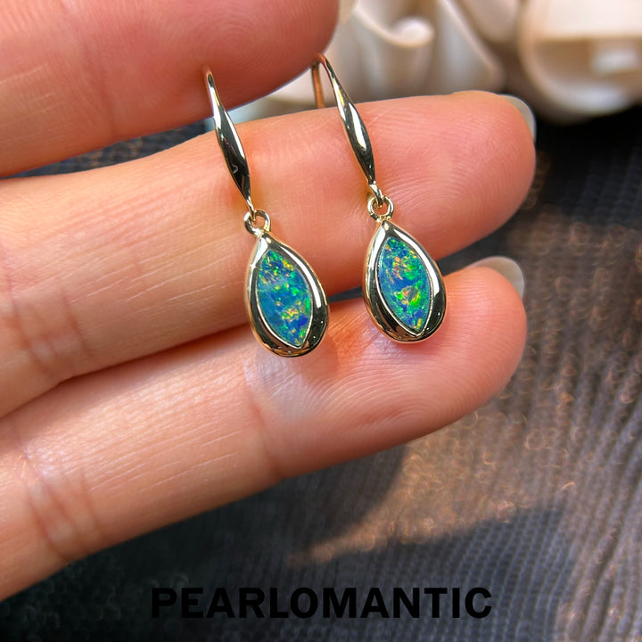 [Fine Jewelry] 14k Gold Australian Opal Pearl Shape Deep Sea Echo Earrings