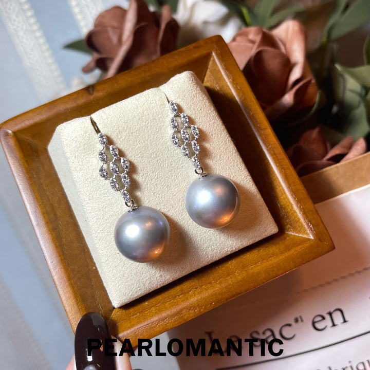 [Qixi Festival] S925 Silver & Mabe Pearl 14-15mm Silver Blue Elegance Earrings