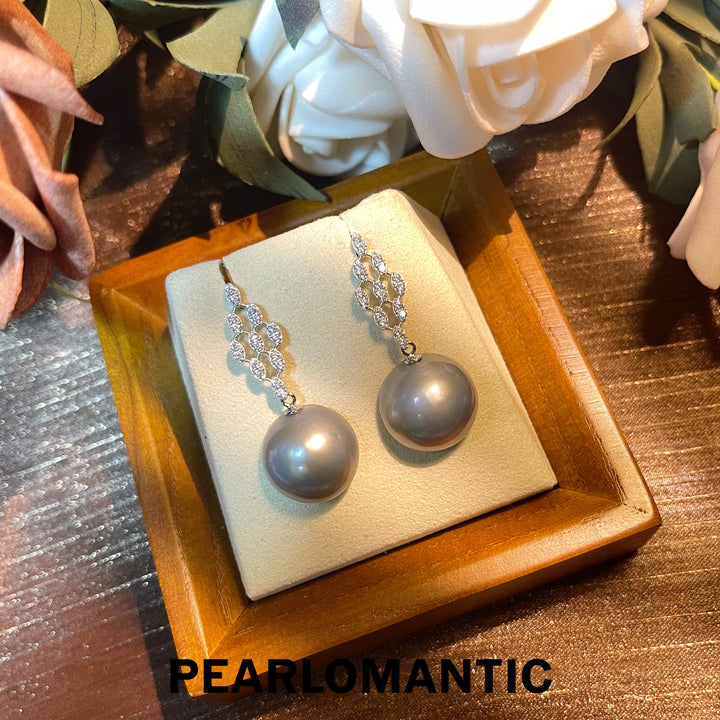 [Qixi Festival] S925 Silver & Mabe Pearl 14-15mm Silver Blue Elegance Earrings