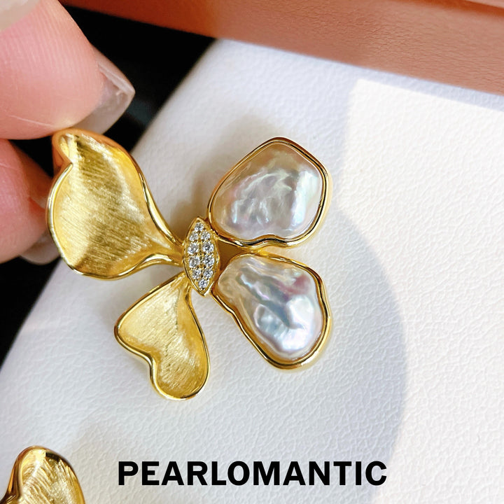 [Designer's Choice] Australian White Pearl Keshi Mirage Butterfly Pendants w/ S925 Silver
