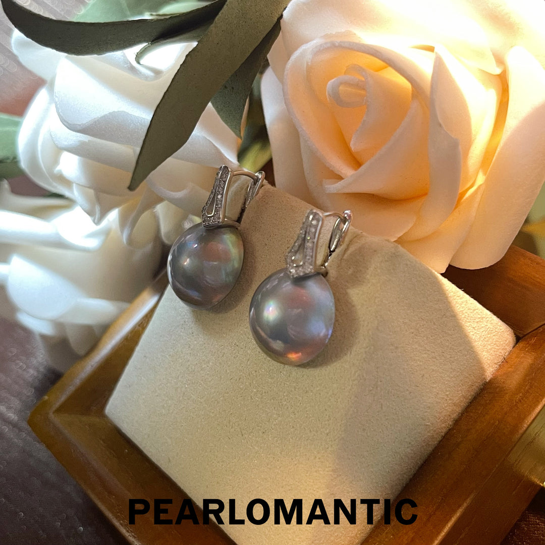 [Fine Jewelry] S925 Silver & Mabe Pearl 14-15mm Silver Blue Radiant Grace Earrings