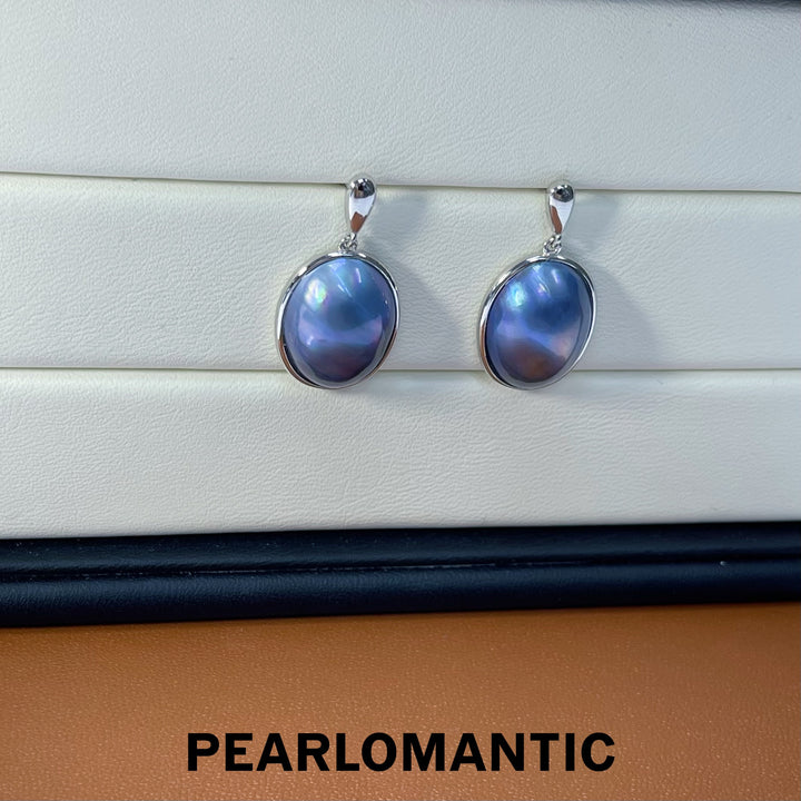[Designer's Choice] Saltwater Mabe Pearl 12*16mm Oval Shape Earring w/ S925 Silver