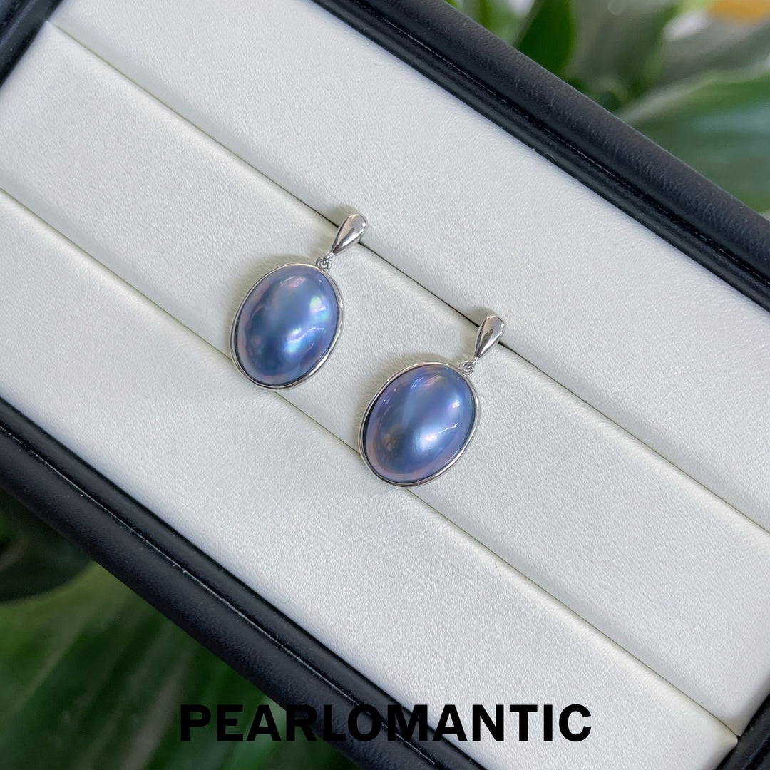 [Designer's Choice] Saltwater Mabe Pearl 12*16mm Oval Shape Earring w/ S925 Silver