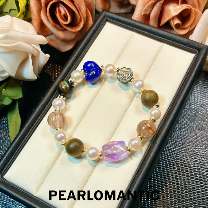 [Designer's Choice] Akoya Pearl & MOP & Crystals & Blue Heart Bracelets