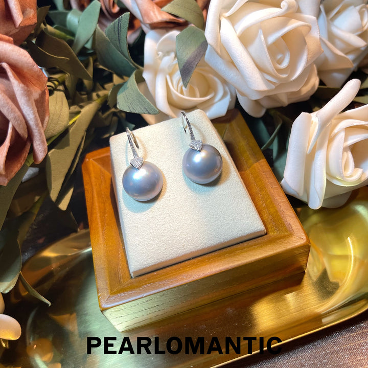 [Qixi Festival] S925 Silver & Mabe Pearl 14-15mm Silver Blue High-Heel Earrings