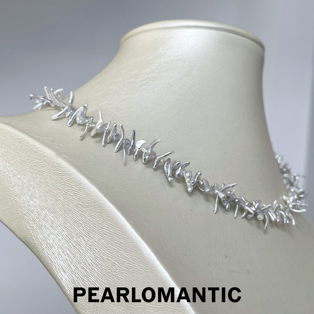 [Fine Jewelry] Australian Keshi Rare Size & Shape Silver Tone Necklace w/ 18k Adjustable Clasp