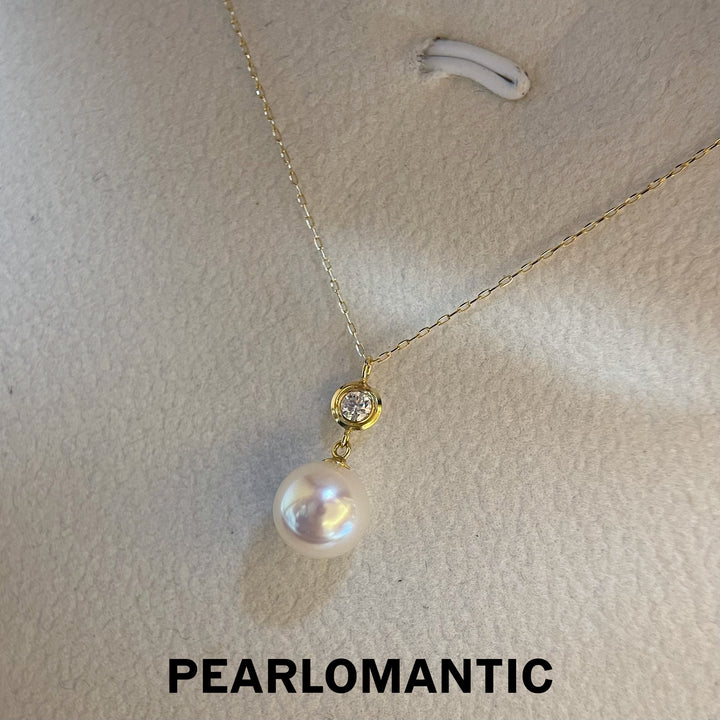 [Fine Jewelry] Japanese Akoya Pearl 8-8.5mm Moissanite Pendant w/ 18k Gold