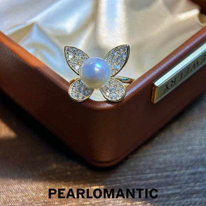 [Everyday Essentials] Freshwater Pearl Elegant Butterfly Adjustable Silver Ring