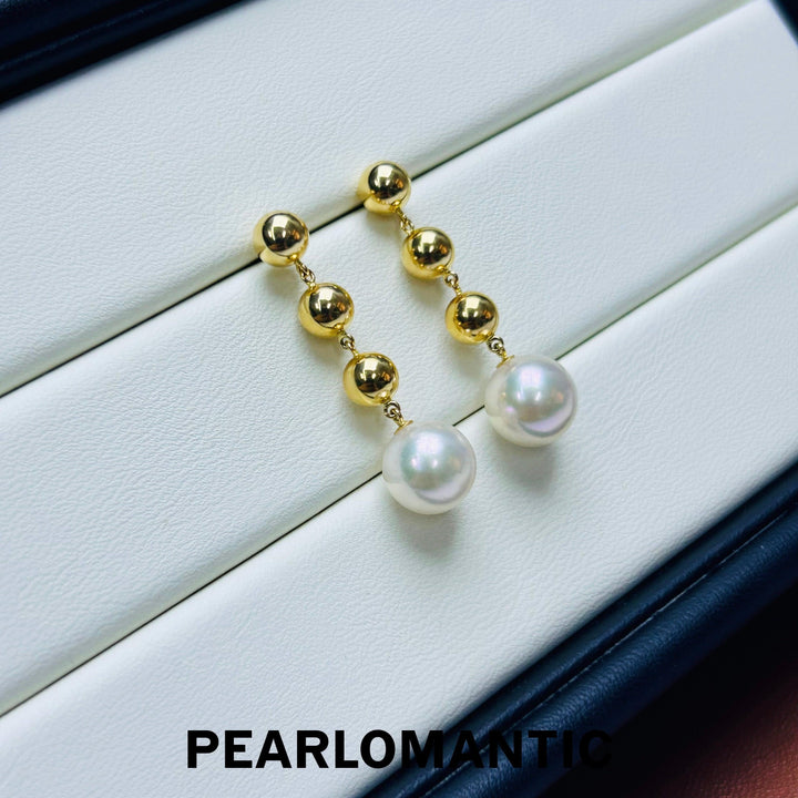 [Fine Jewelry] Akoya 8-8.5mm Pearl Golden Ball Style Earring w/ 18k Gold