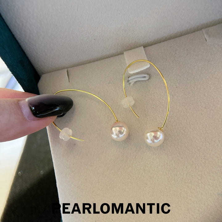 [Fine Jewelry] Akoya 8-8.5mm Pearl Hook Style Earring w/ 18k Gold