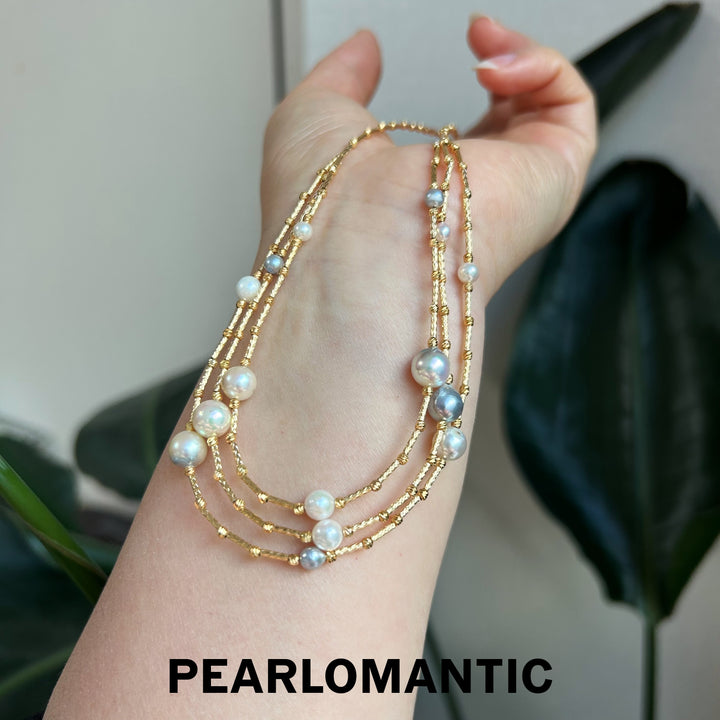 [Designer's Choice] Akoya Pearl Multi-color Cascade Glow S925 Necklace