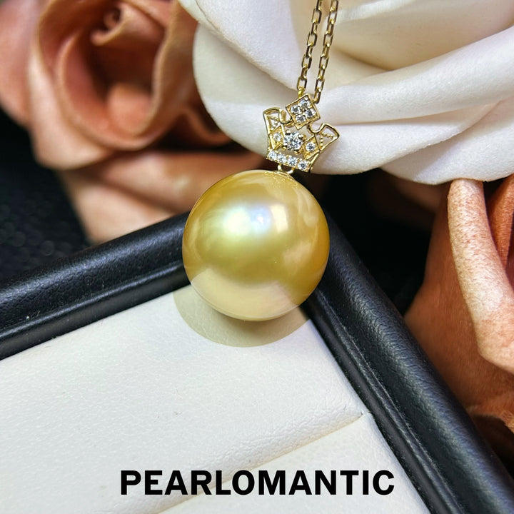 [Fine Jewelry] 14-15mm Golden South Sea Pearl Crown Pendant in 18K Gold