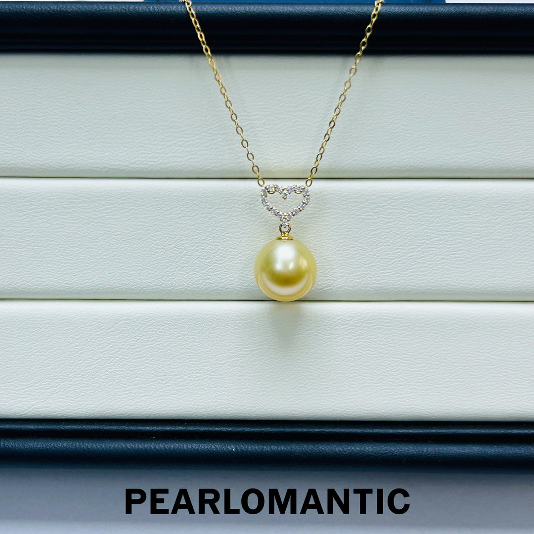 [Fine Jewlery] South Sea Golden Pearl 11.1mm Heart Shape Design Pendant w/ 18k Gold