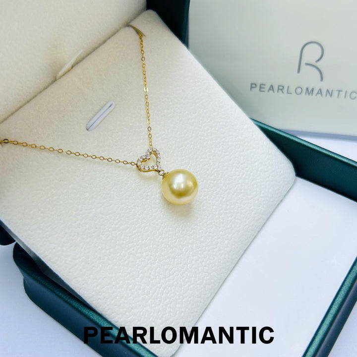 [Fine Jewlery] South Sea Golden Pearl 11.1mm Heart Shape Design Pendant w/ 18k Gold