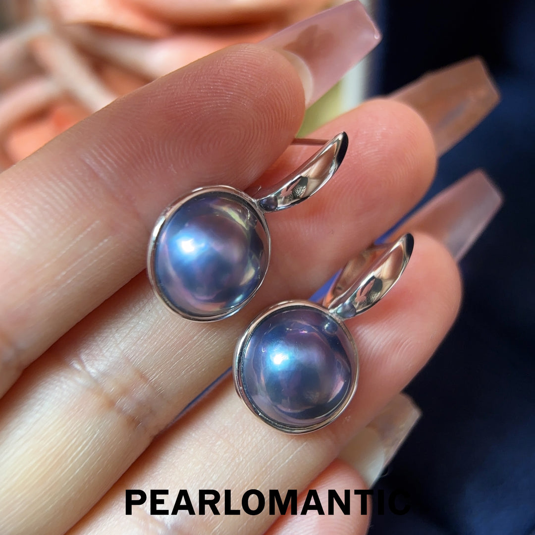 [Designer’s Choice] Midnight Mabe HK Made Mirror-Luster Pearl Clip Earrings