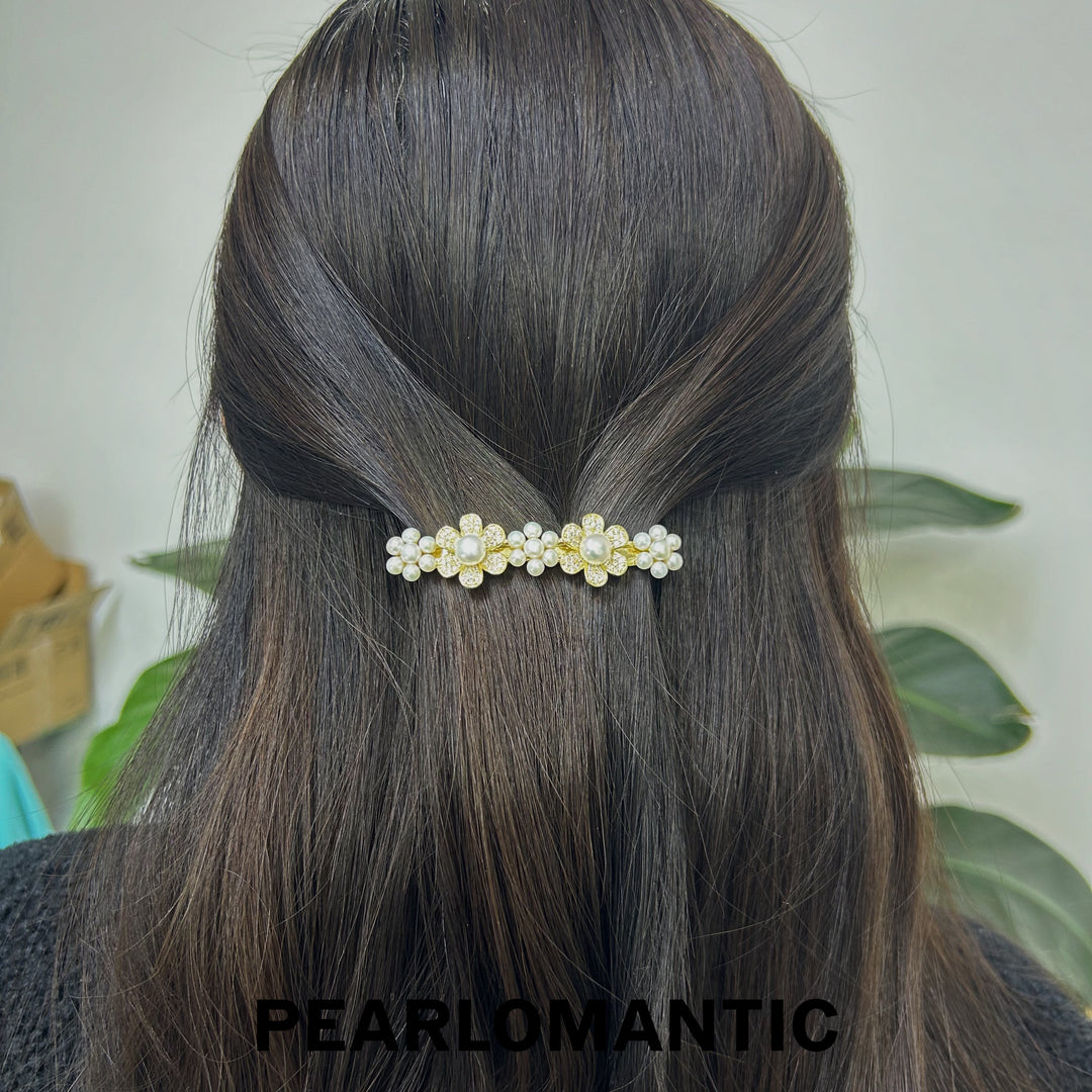 [Everyday Essentials] Freshwater Pearl 2-8mm White Snow Flake Hair Clips