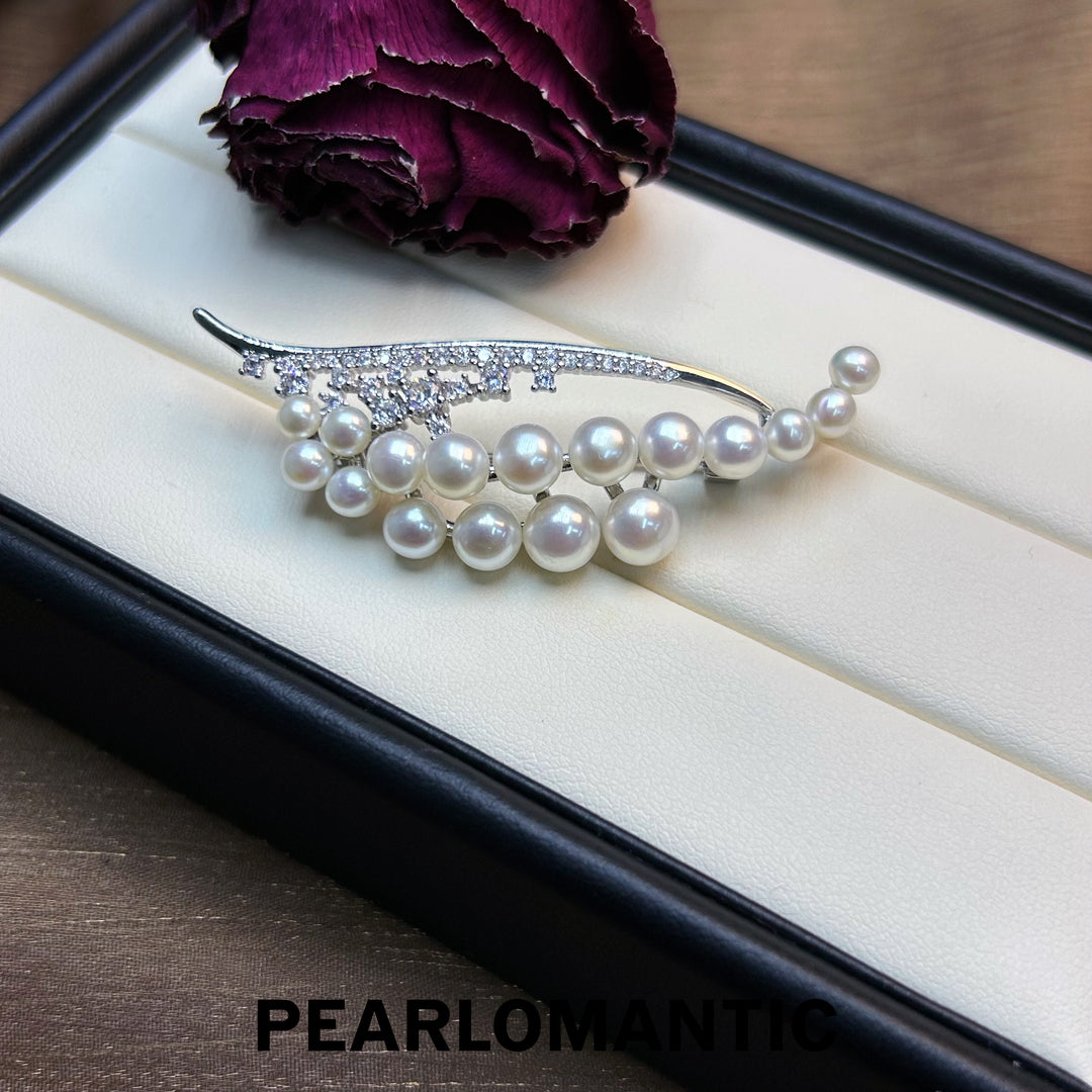 [Everyday Essentials] Freshwater Pearl 3-5mm White Leaf Design Brooches