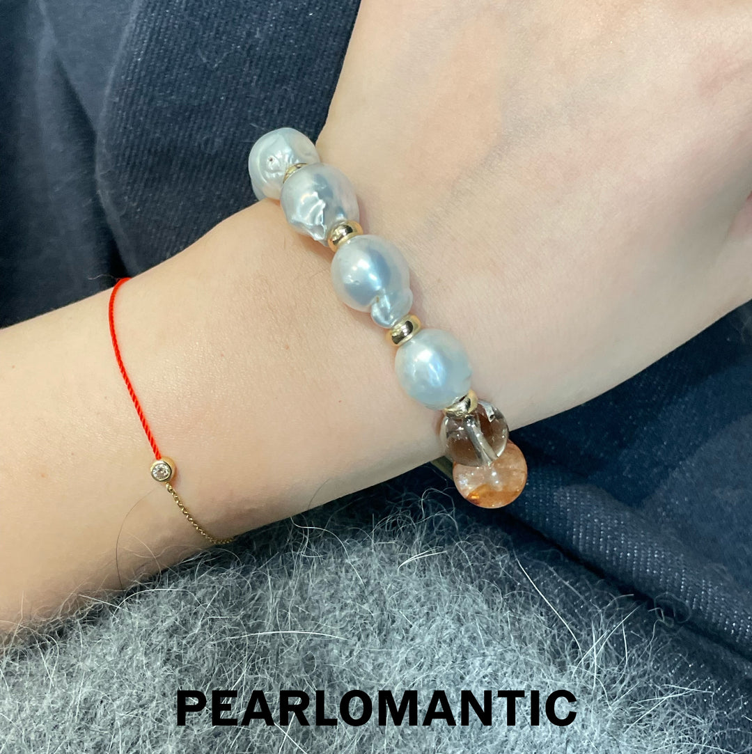 [Designer's Choice] Crystal Pearl Fusion' Bracelet – Australian Baroque  & Diverse Natural Crystals
