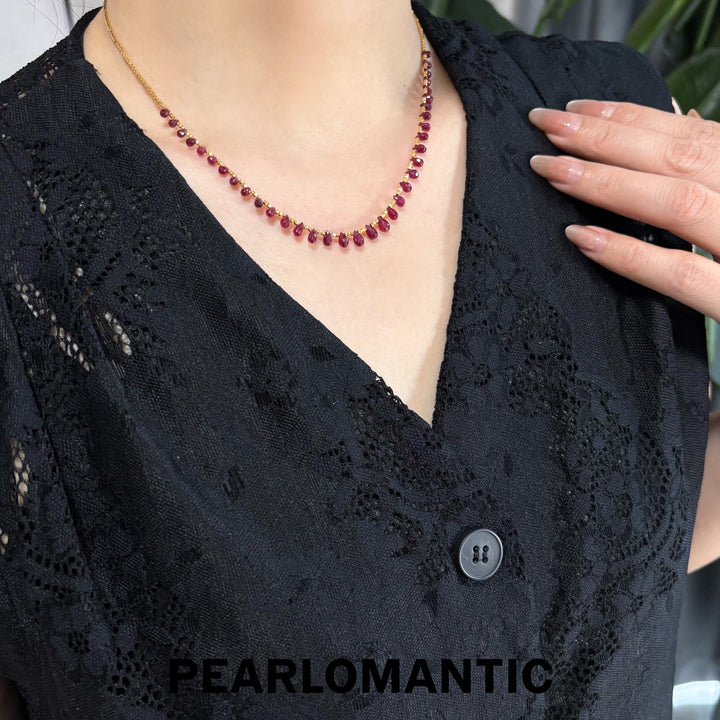[Designer’s Choice] Ruby Cascade Gradient Teardrop Necklace S925 Silver