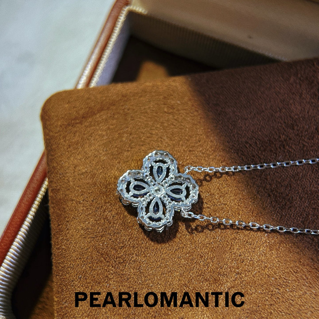 [618 Sale] Natural Tanzanite Four Leaf Clover Necklace w/ S925 Silver