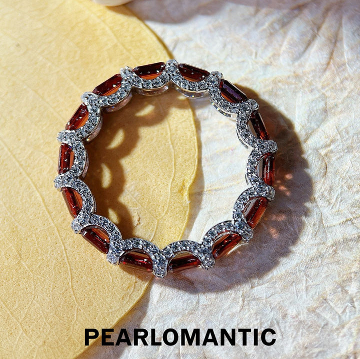 [Designer's Choice] Crimson Link' S925 Ring – Baguette Garnet Eternity Band Ring