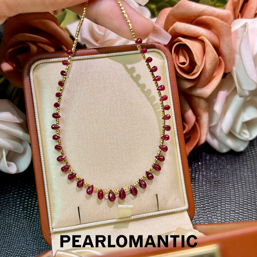 [Designer’s Choice] Ruby Cascade Gradient Teardrop Necklace S925 Silver