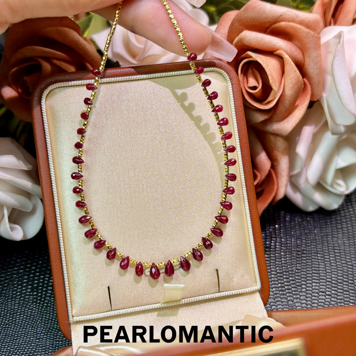 [Designer’s Choice] Ruby Cascade Gradient Teardrop Necklace S925 Silver