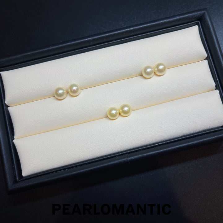 [Fine Jewelry] Akoya Natural Queen Color 7-7.5mm Earring Stud Excellent Luster w/ 18k Gold