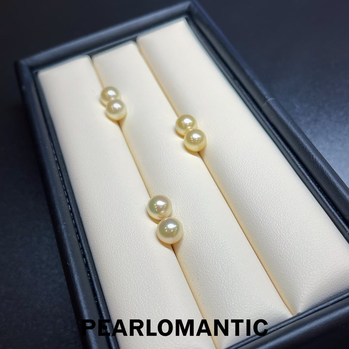 [Fine Jewelry] Akoya Natural Queen Color 7-7.5mm Earring Stud Excellent Luster w/ 18k Gold