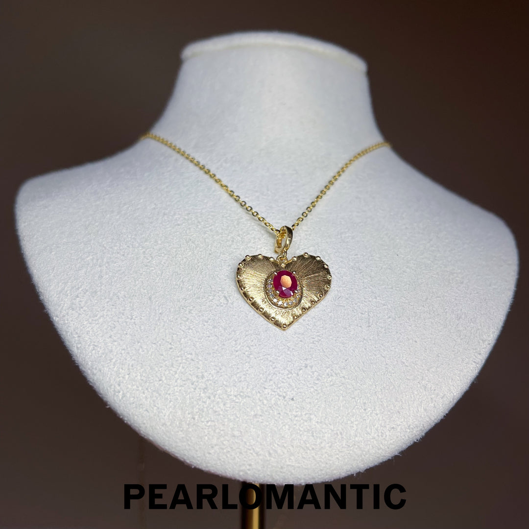 [Fine Jewerly] Buccellati style 0.5ct Natural Burma Ruby & Diamond All-purpose Pendant w/ 18k Gold